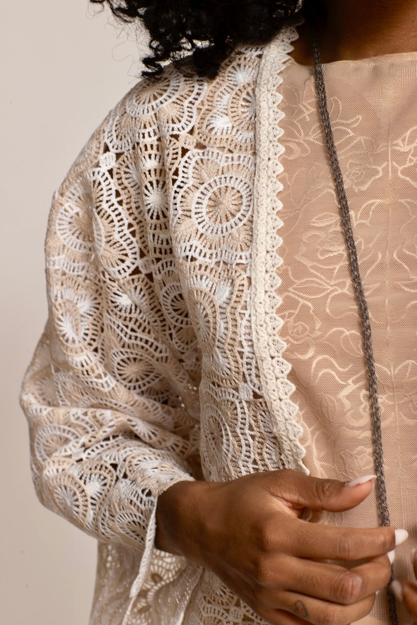 Gilet Crochet Nude&Blanc