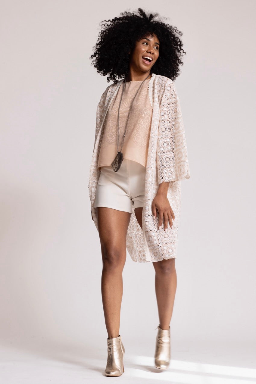 Gilet Crochet Nude&Blanc