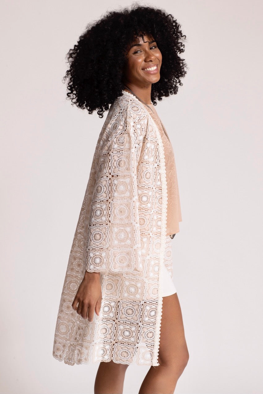 Gilet Crochet Nude&Blanc