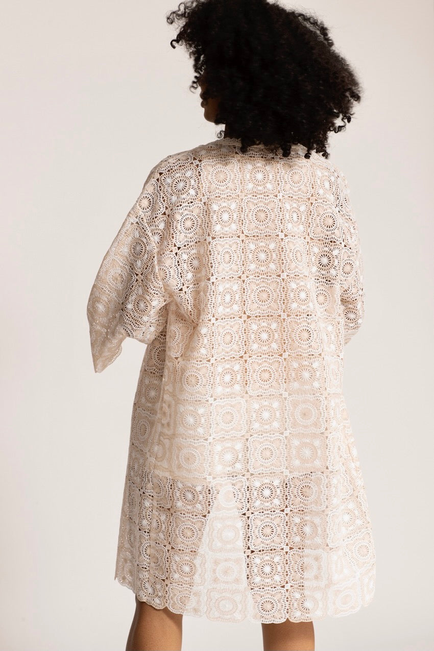 Gilet Crochet Nude&Blanc