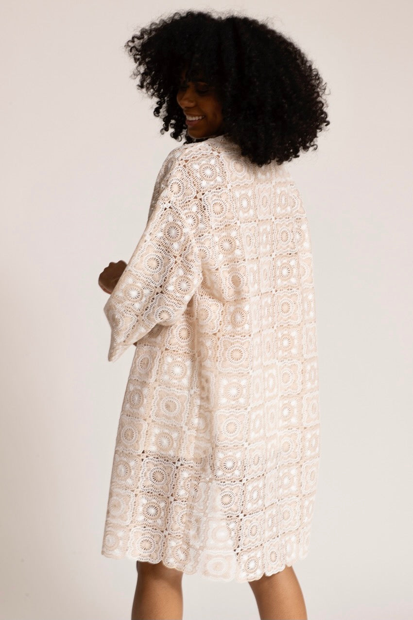 Gilet Crochet Nude&Blanc