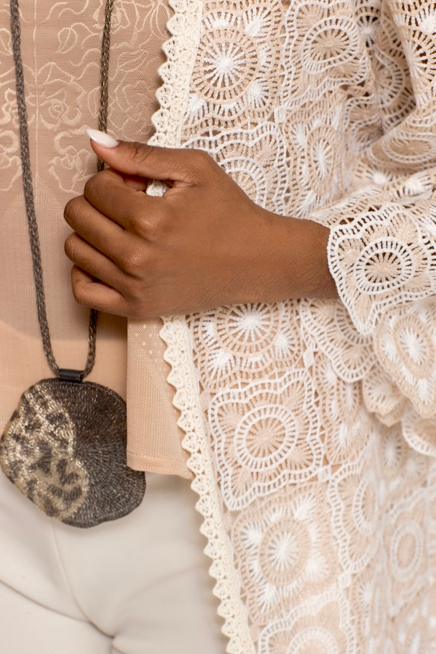 Gilet Crochet Nude&Blanc