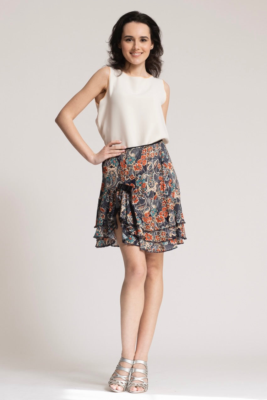 Jupe Courte Volants Cat Bleu