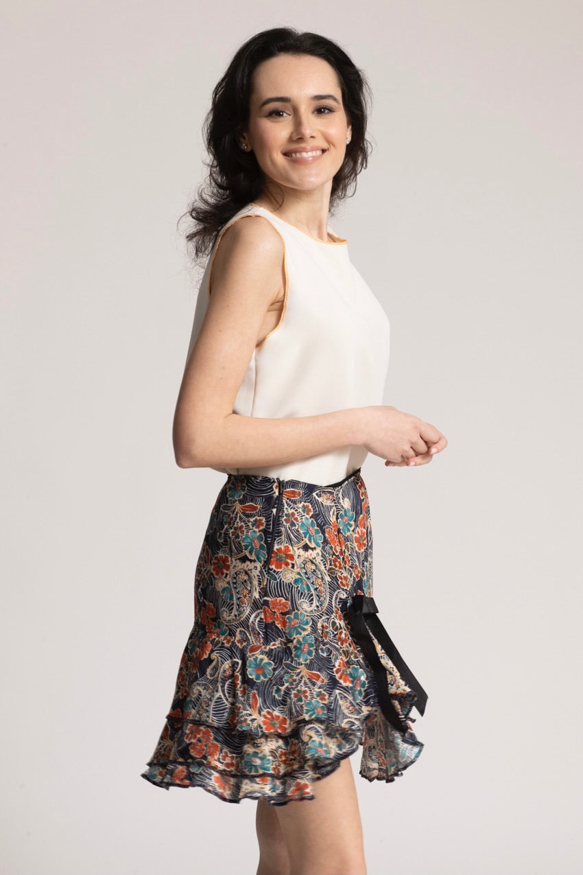 Jupe Courte Volants Cat Bleu