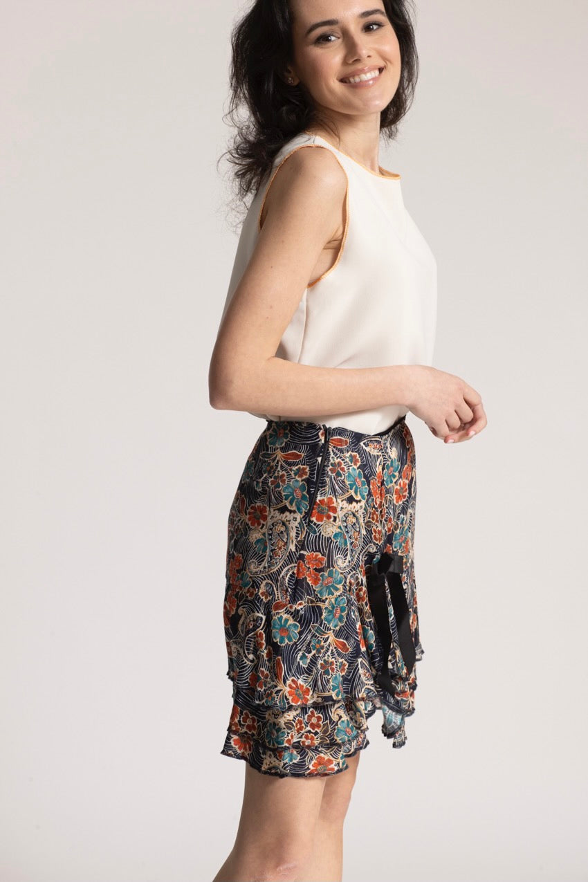 Jupe Courte Volants Cat Bleu