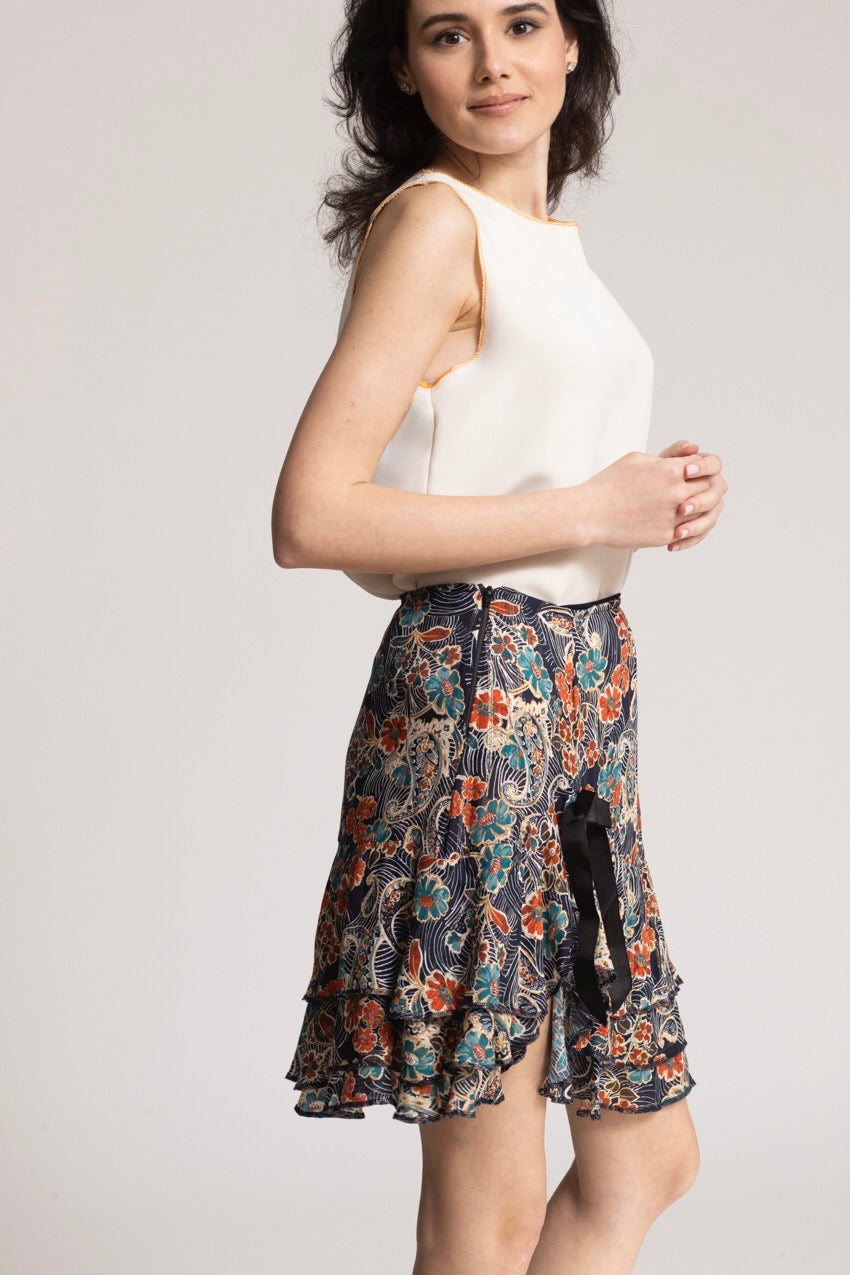 Jupe Courte Volants Cat Bleu