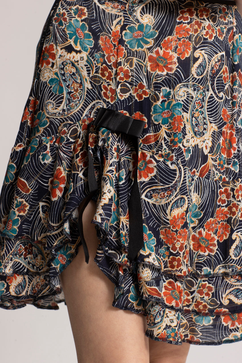 Jupe Courte Volants Cat Bleu