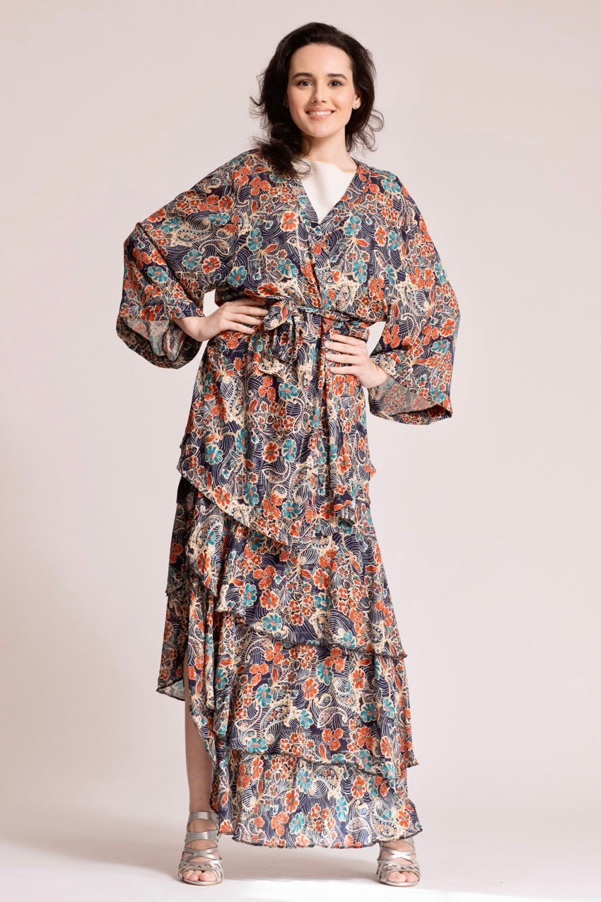 Jupe Longue Volants Cat Bleu