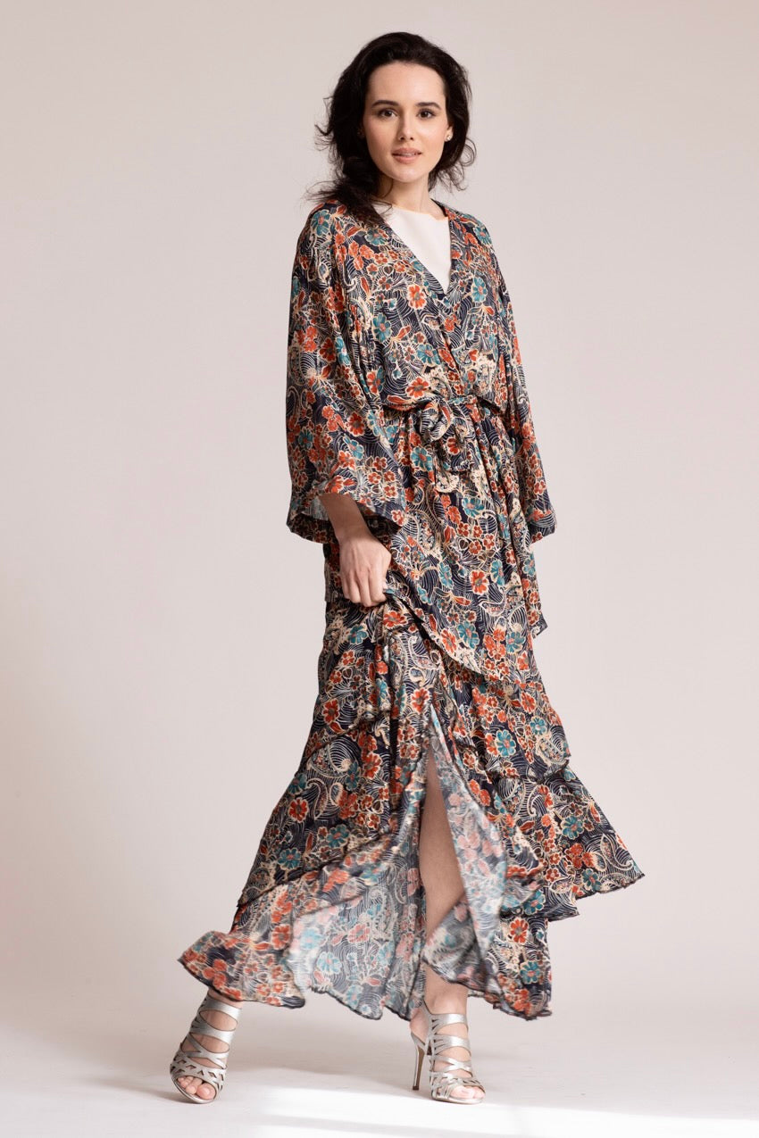 Jupe Longue Volants Cat Bleu