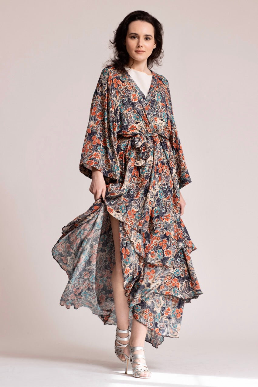 Jupe Longue Volants Cat Bleu