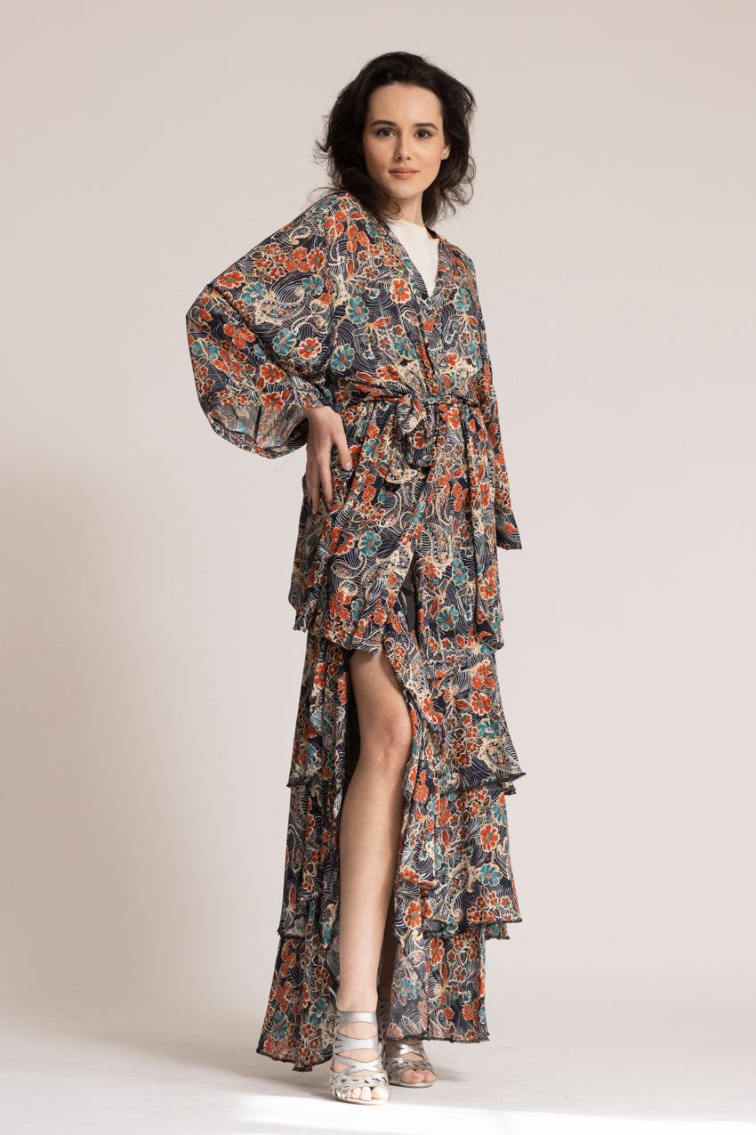 Jupe Longue Volants Cat Bleu