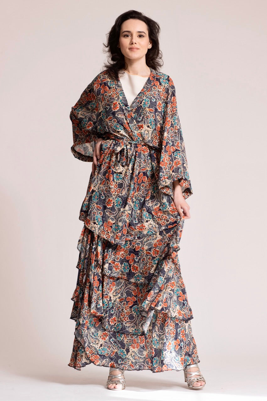 Jupe Longue Volants Cat Bleu