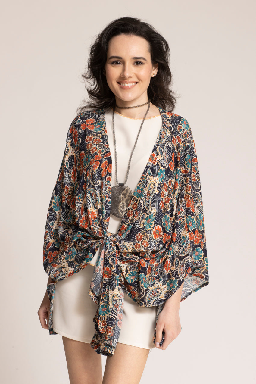 Kimono Petali Cat Bleu