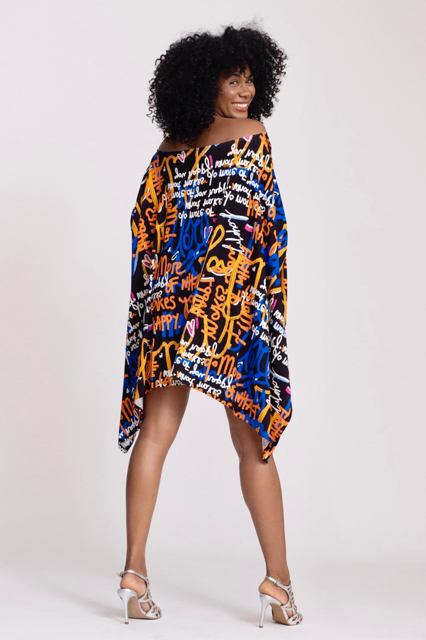 Maxi Poncho Kimono Graffiti