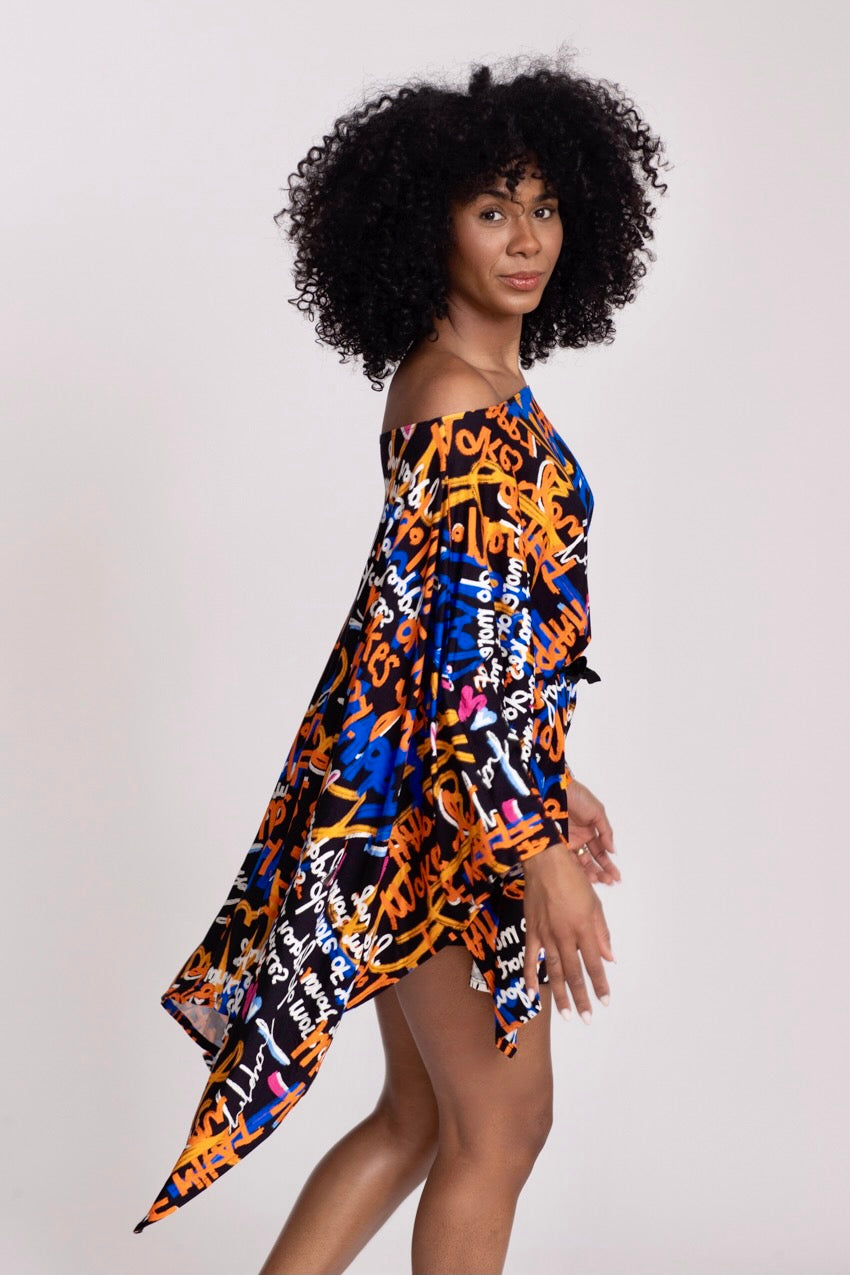 Maxi Poncho Kimono Graffiti