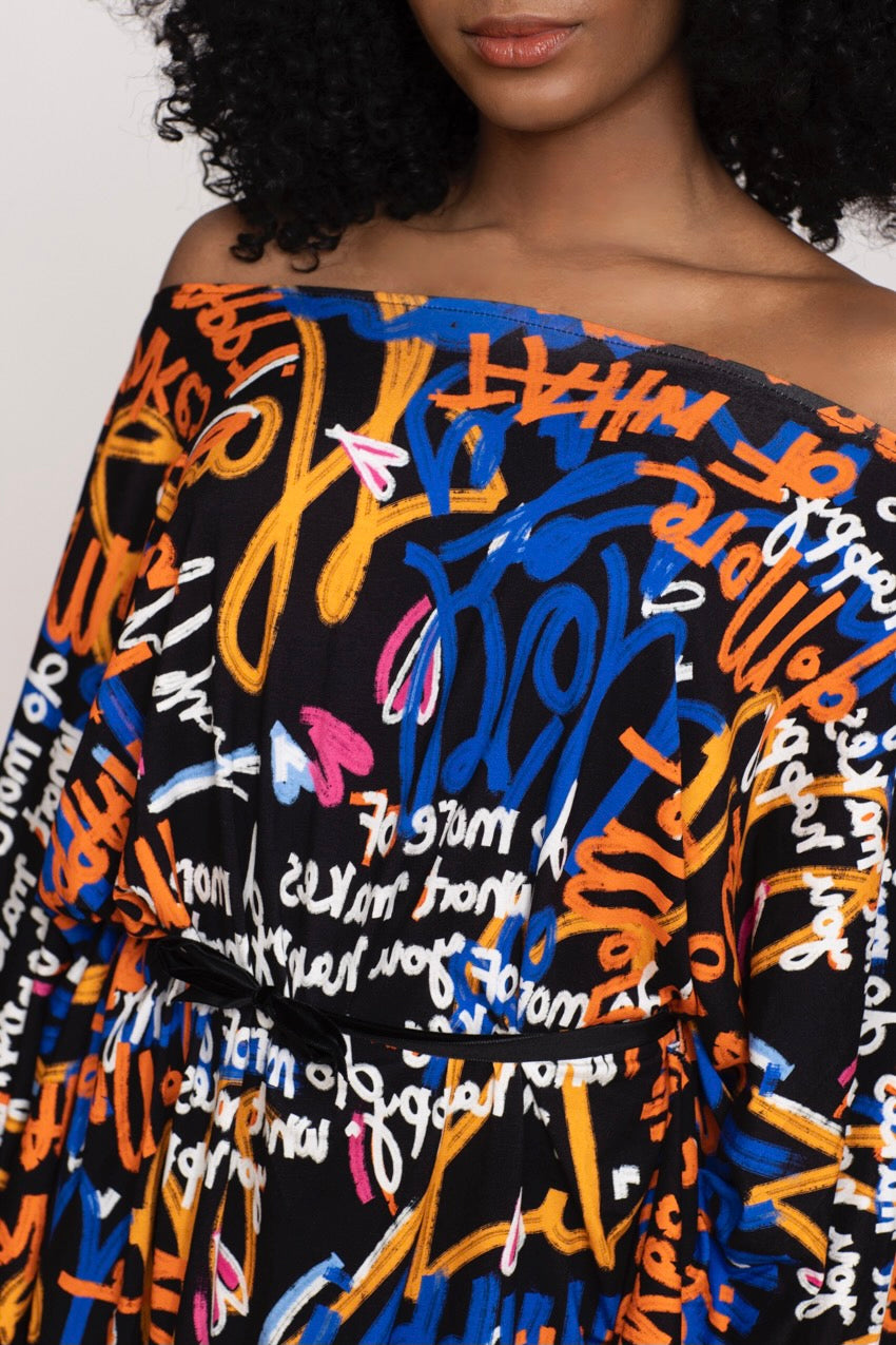 Maxi Poncho Kimono Graffiti