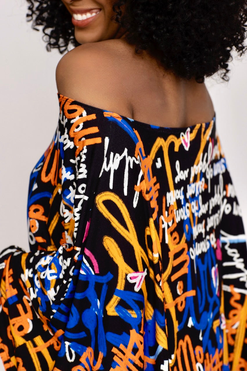 Maxi Poncho Kimono Graffiti