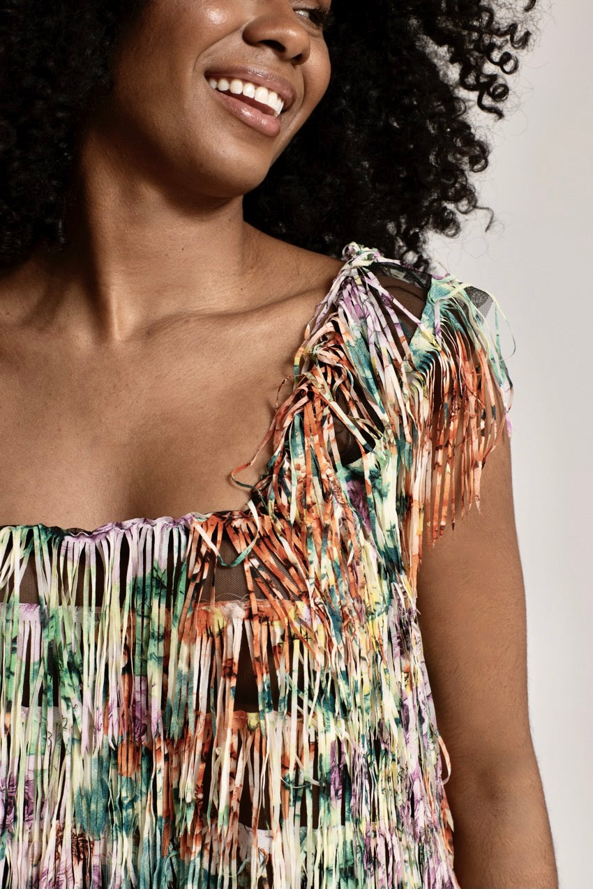 Robe De Cocktail Franges Alghe Colors