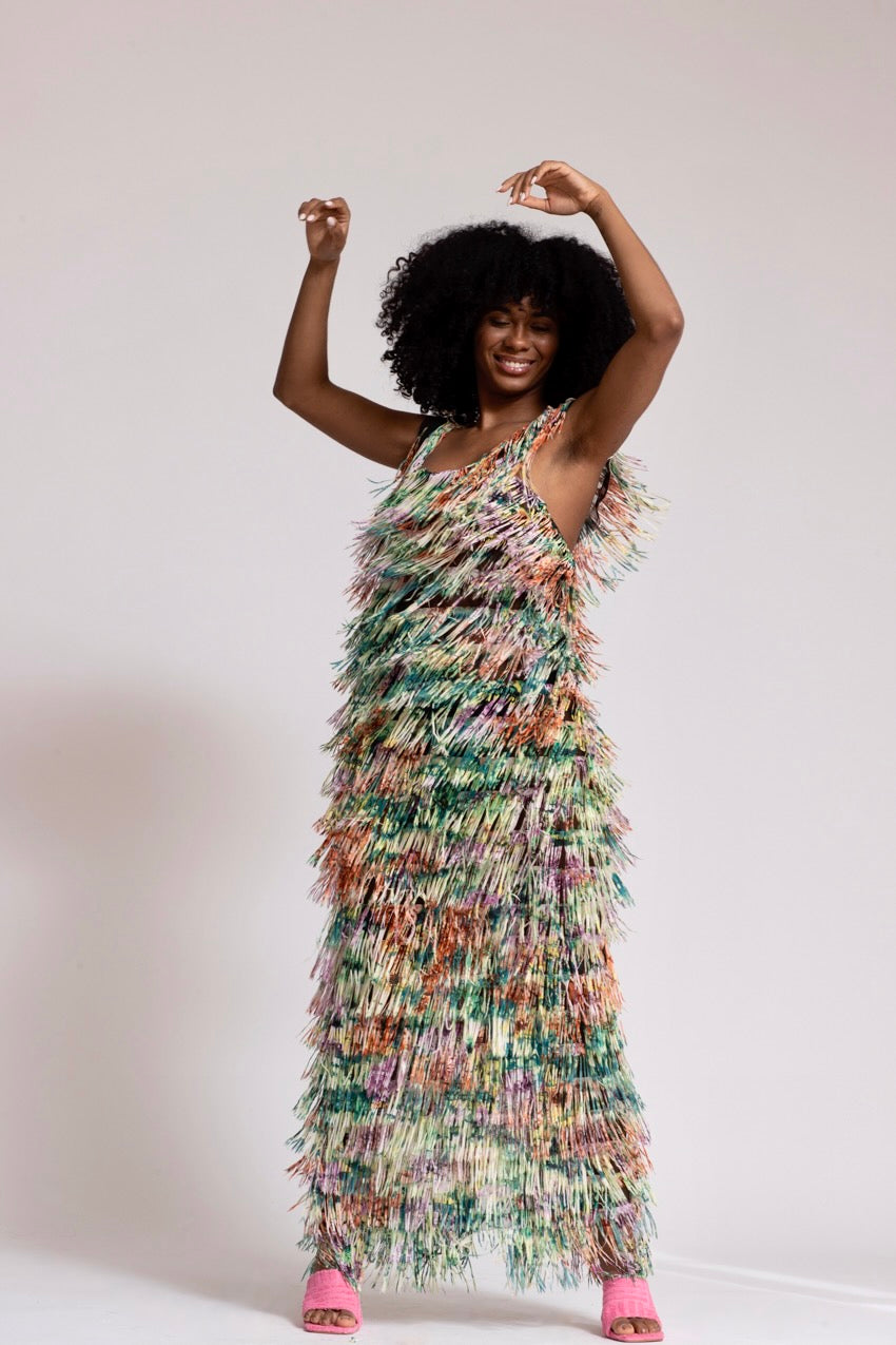 Robe De Cocktail Franges Alghe Colors