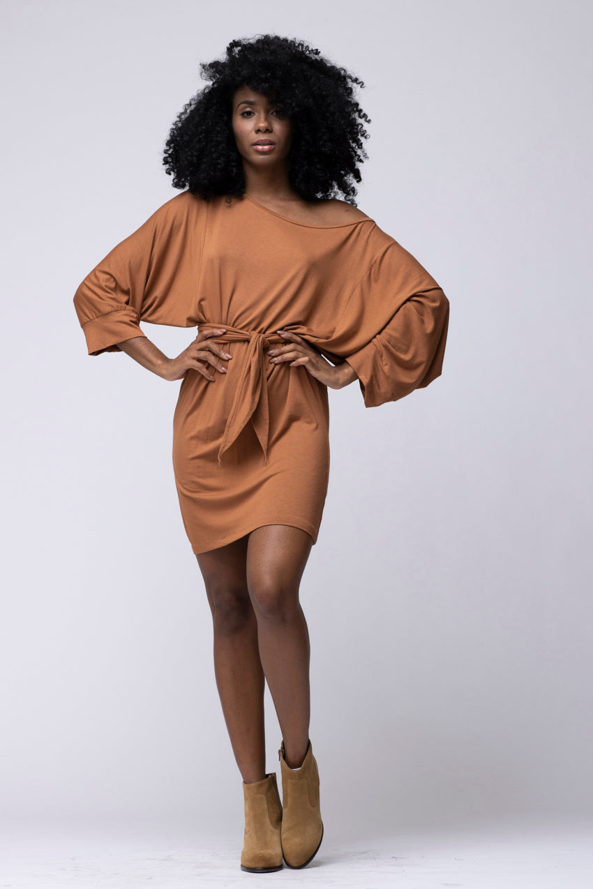 Robe Chloette Manches Noisette