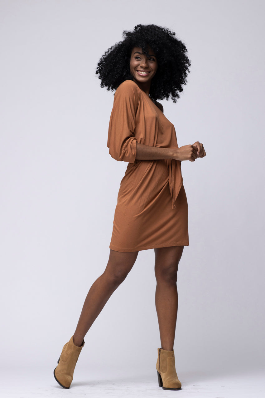 Robe Chloette Manches Noisette