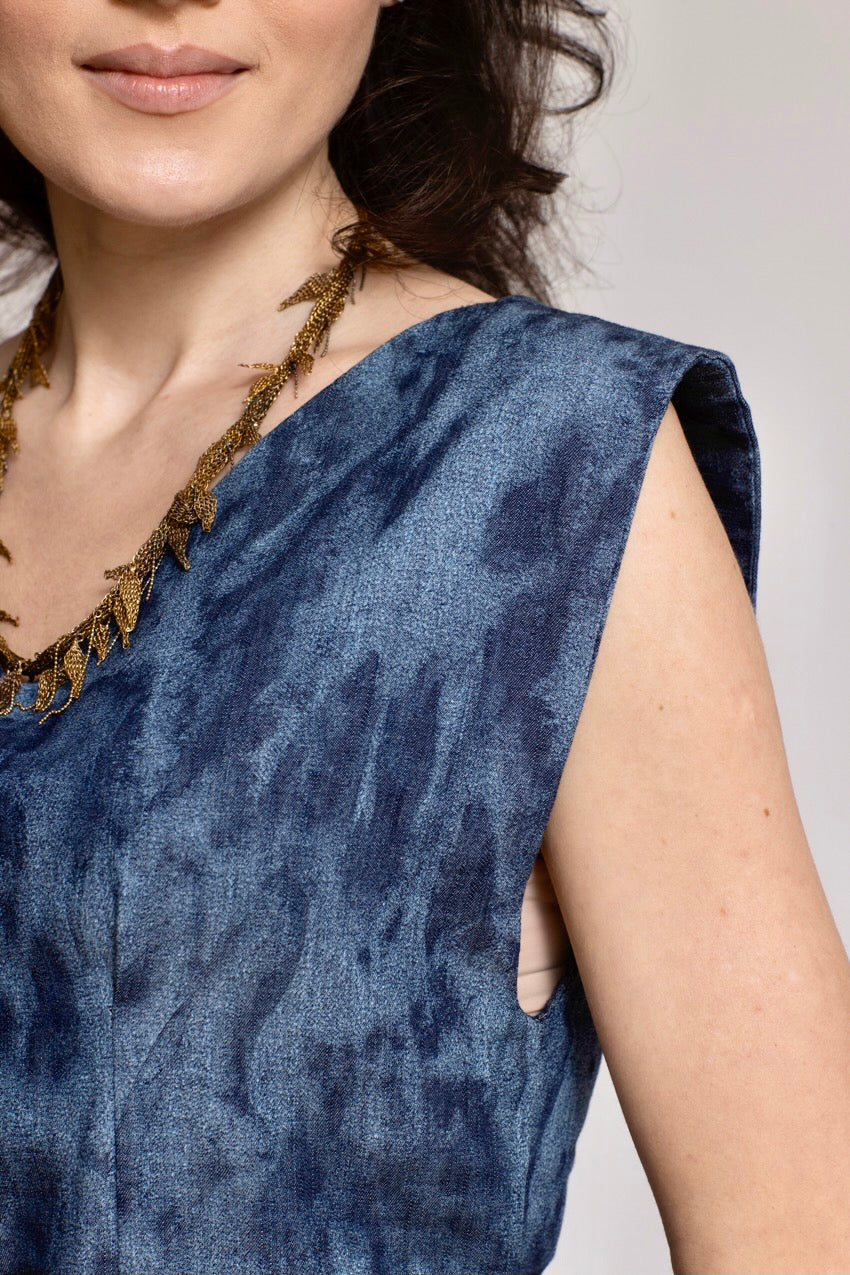 Robe Midi Corolle Denim Deep&Bleu