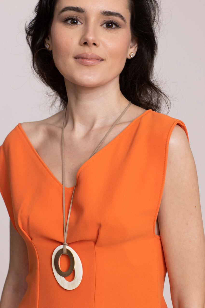 Robe Midi Corolle Costiera Orange