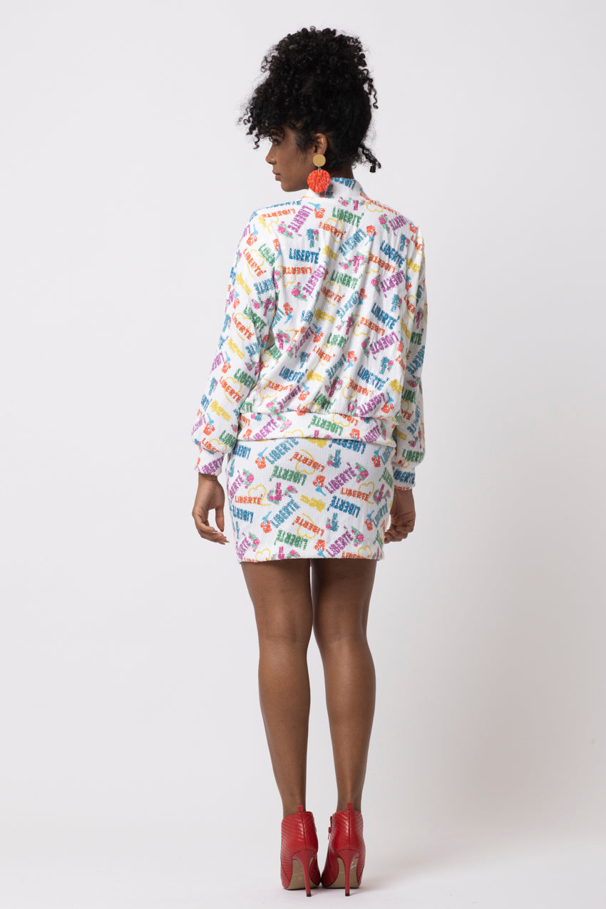 Veste Bomber Liberte Blanc Sequins