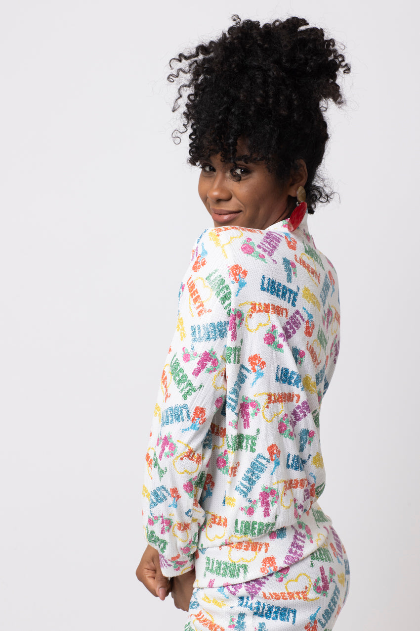 Veste Bomber Liberte Blanc Sequins