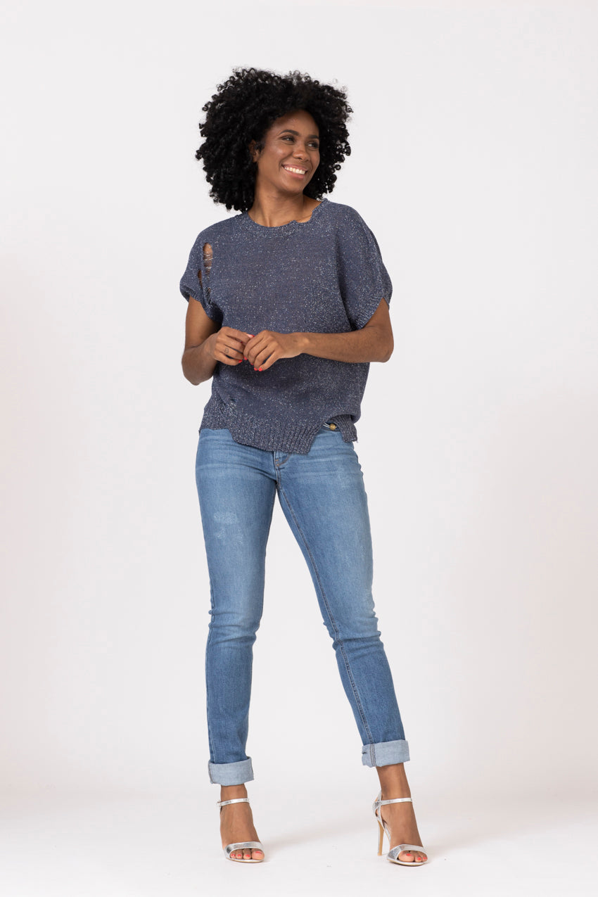 Maille Lurex Strappo Neo Denim