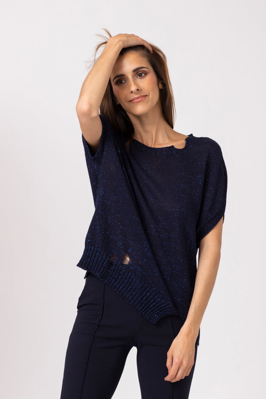 Maille Lurex Strappo Neo Bleu