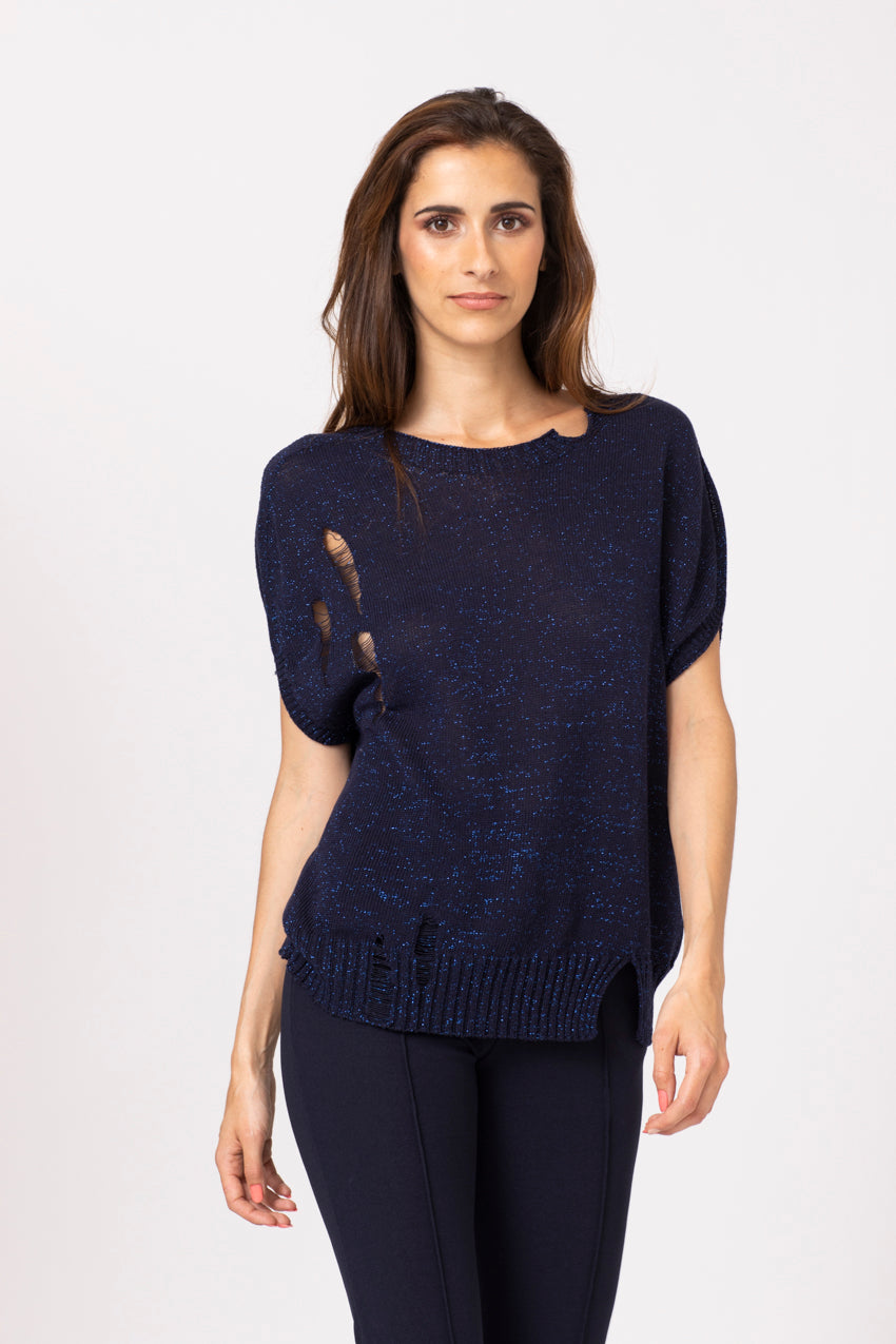 Maille Lurex Strappo Neo Bleu